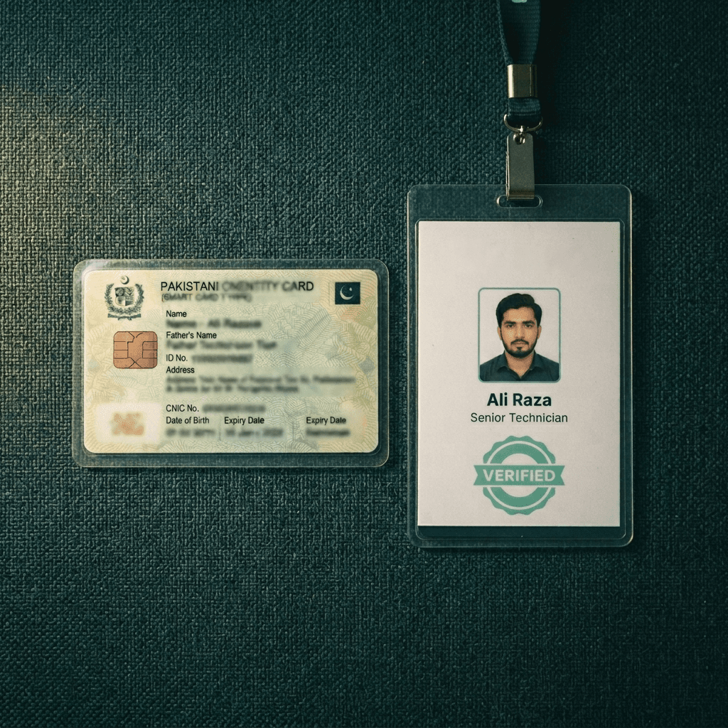 TaskLync professional identity and insurance validation badge for verified home service providers in Pakistan