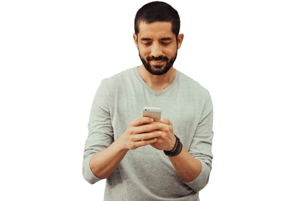 Person relaxed, using phone — representing the ease TaskLync brings to hiring trusted professionals