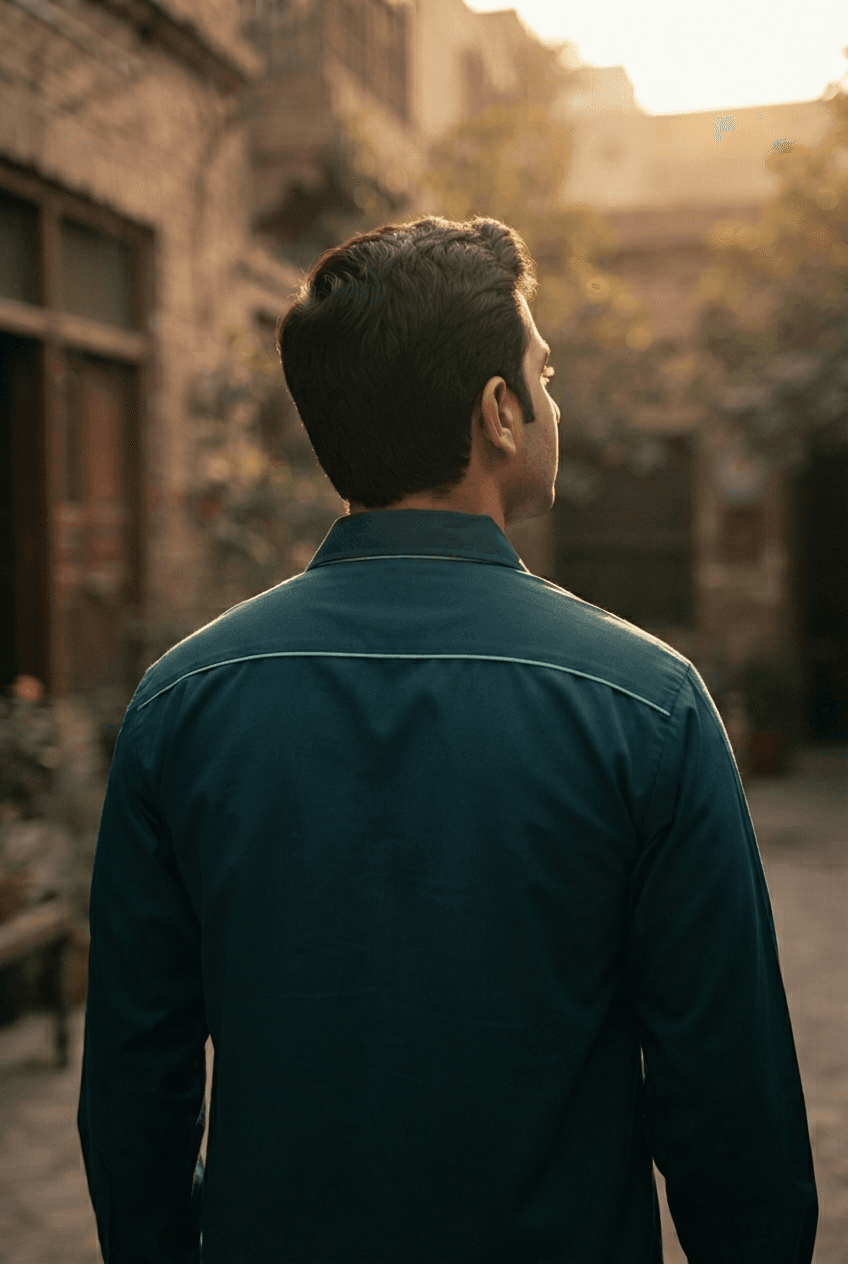 TaskLync professional walking down a street, shot from behind — representing trust and reliability