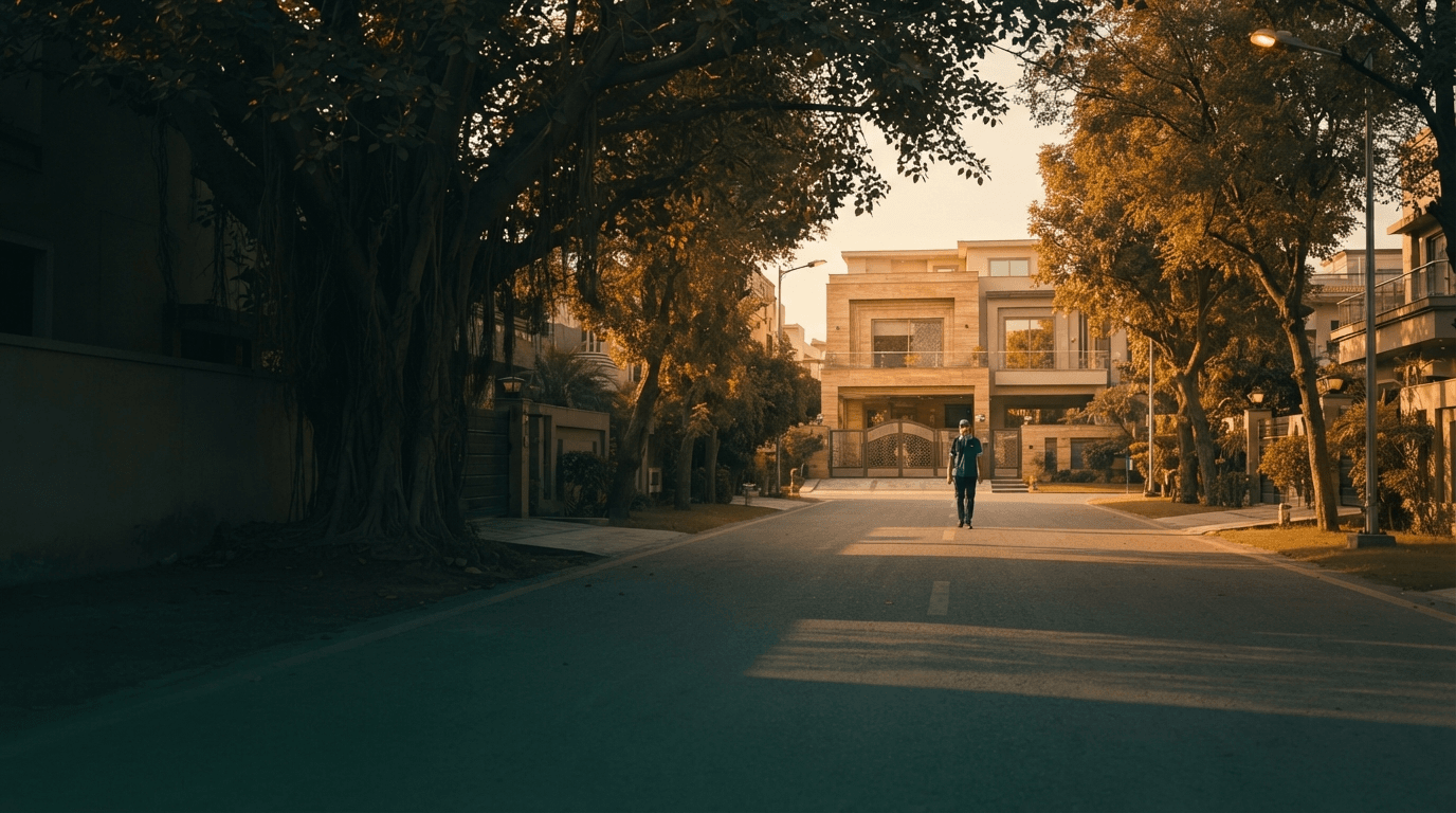 A TaskLync professional walking towards a home in Pakistan, ready to help homeowners with services